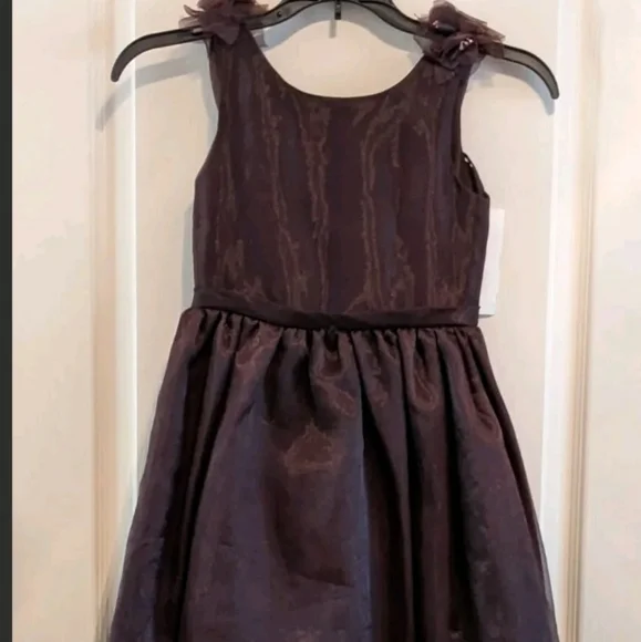 Organza Chocolate Brown Flower girl dresses designSweet Beginnings Size 5